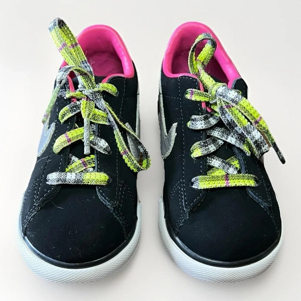 NIKE Blazer Low Toddler Sneakers Black/Pink/Lime/White Size 7C